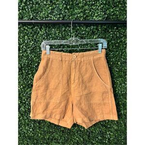 Enza Costa Tan 100% French Linen High Rise Shorts Sz Small/1 NWOT